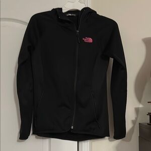 The North Face Black and Pink Zip Up Thin Fleece Jacket